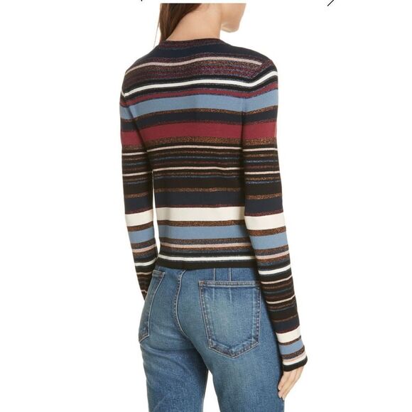 Veronica Beard Palmas Striped Metallic Sweater sz L EUC - Picture 2 of 6